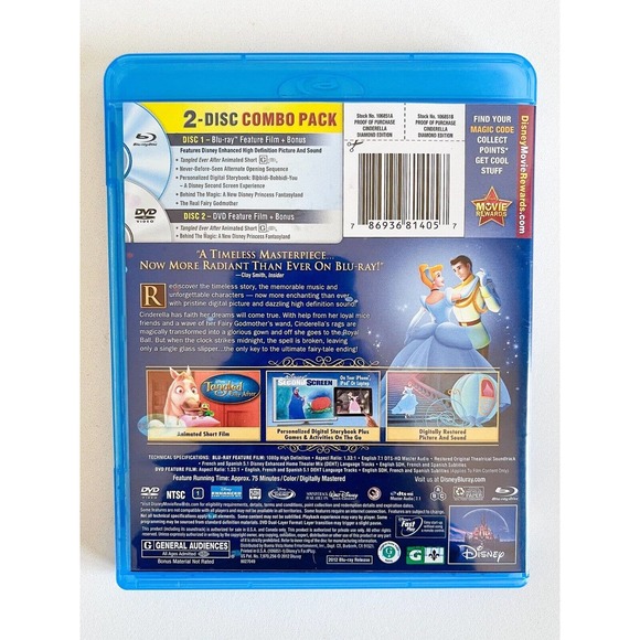 Cinderella Blu-ray/DVD, 2012, 2-Disc Set, Diamond Edition With Slipcover - Picture 5 of 9